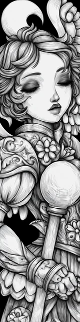 Free angel bookmark to color featuring angel knight with a scepter